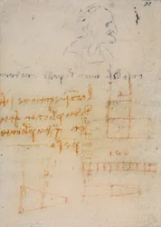 Codice Forster III, f.72r, riflessioni e appunti sulla fisica, c.1490-93